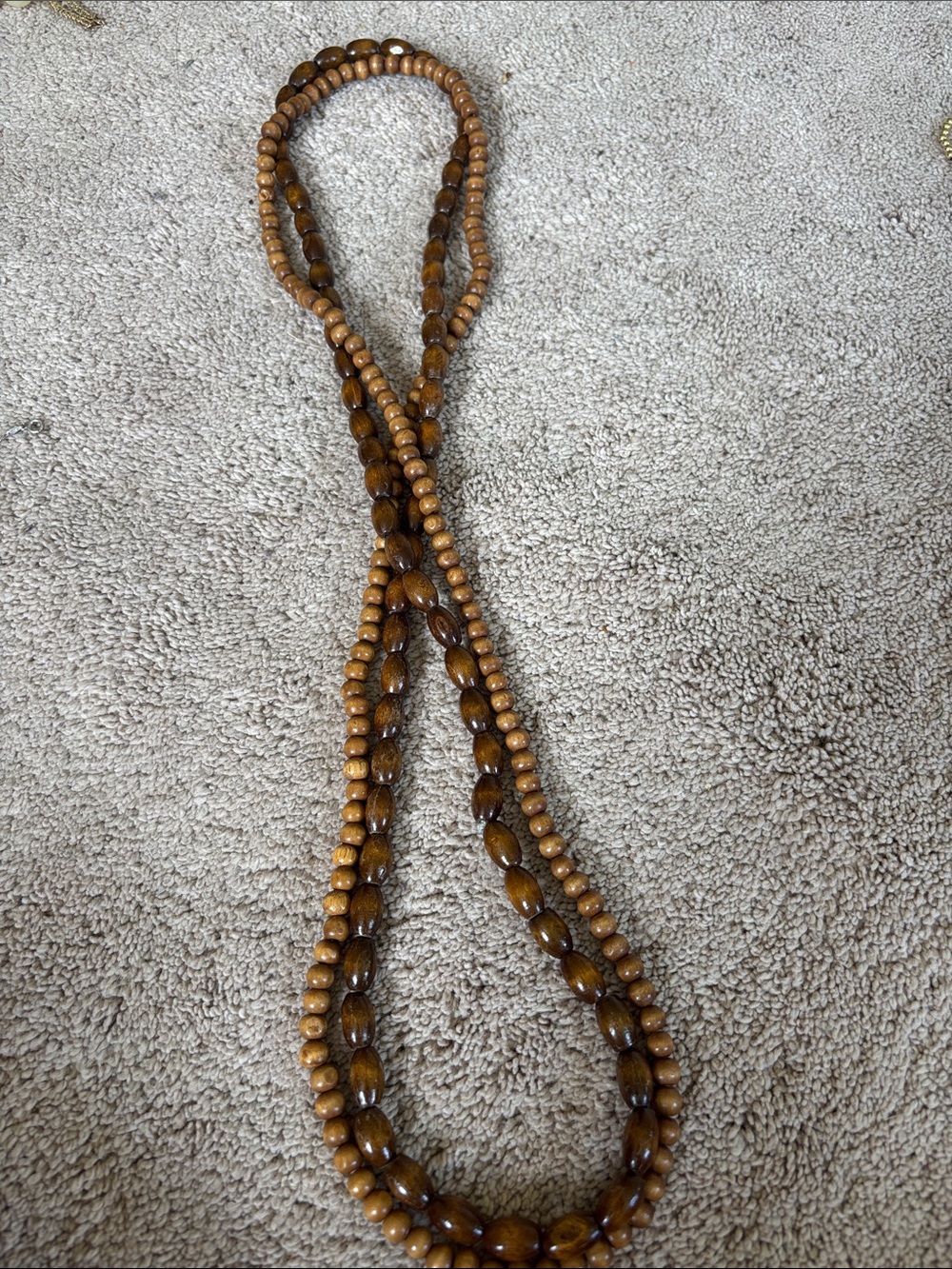 Individual Double-Strand Brown Wooden Bead Necklace
